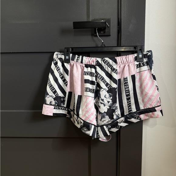 Victoria's Secret Pajama Striped Pink and Black Silky Medium Shorts - Picture 2 of 6